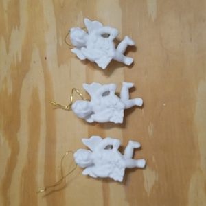 Vintage Cetamic White Cherub Ornaments set of 3